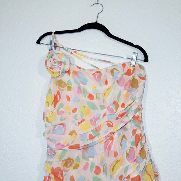 NWT For Love & Lemons Pink Floral Desmond Midi Dress Size Small - Picture 3 of 10